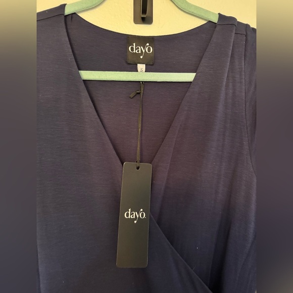 NEW Dayo Women Robe Dress Vegan Leather Waist Wrap Blue Maxi Slit Small NWT - Picture 6 of 9